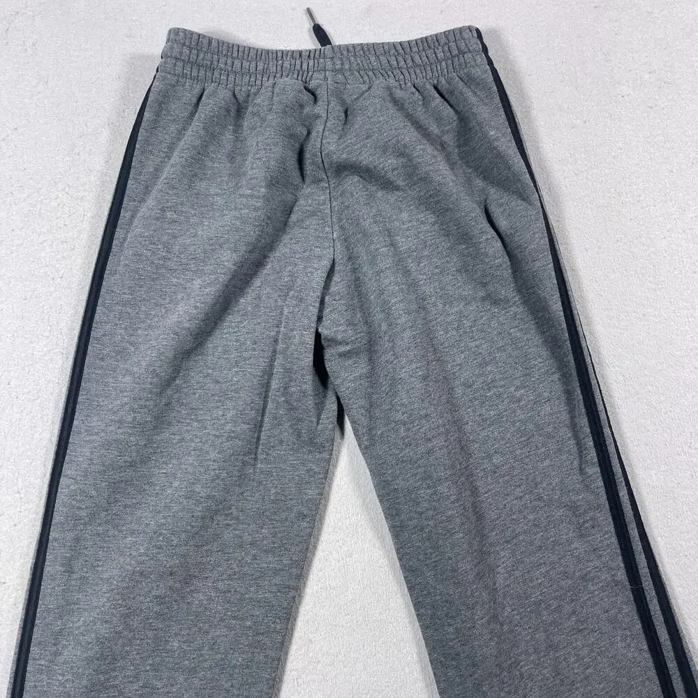 Adidas Sweatpants Men Small Gray Fleece Lined Straight Leg 3-Stripes Logo Athlet